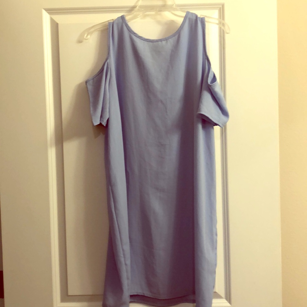Periwinkle peep hole shoulder dress